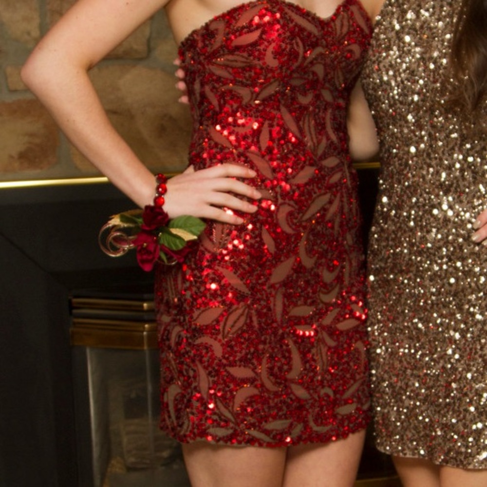 Red sequin dress